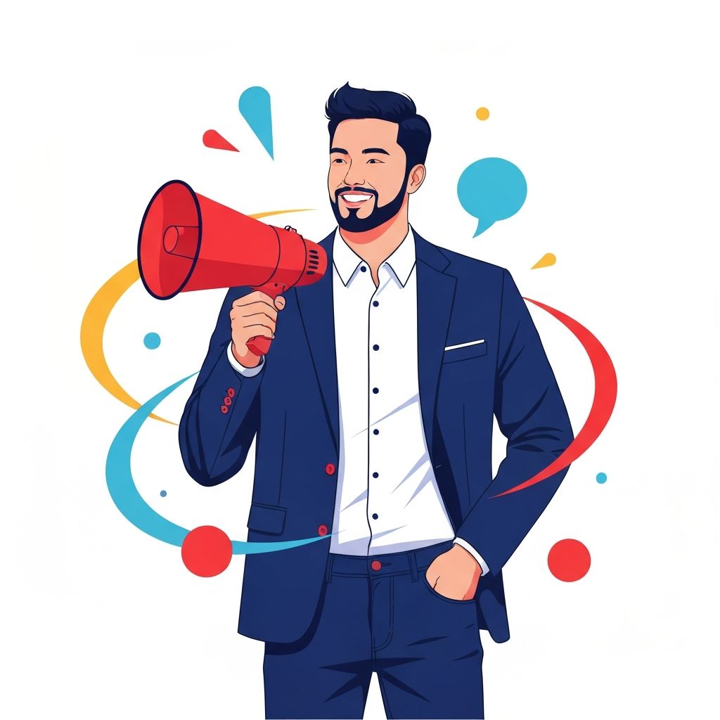 Person with megaphone illustration